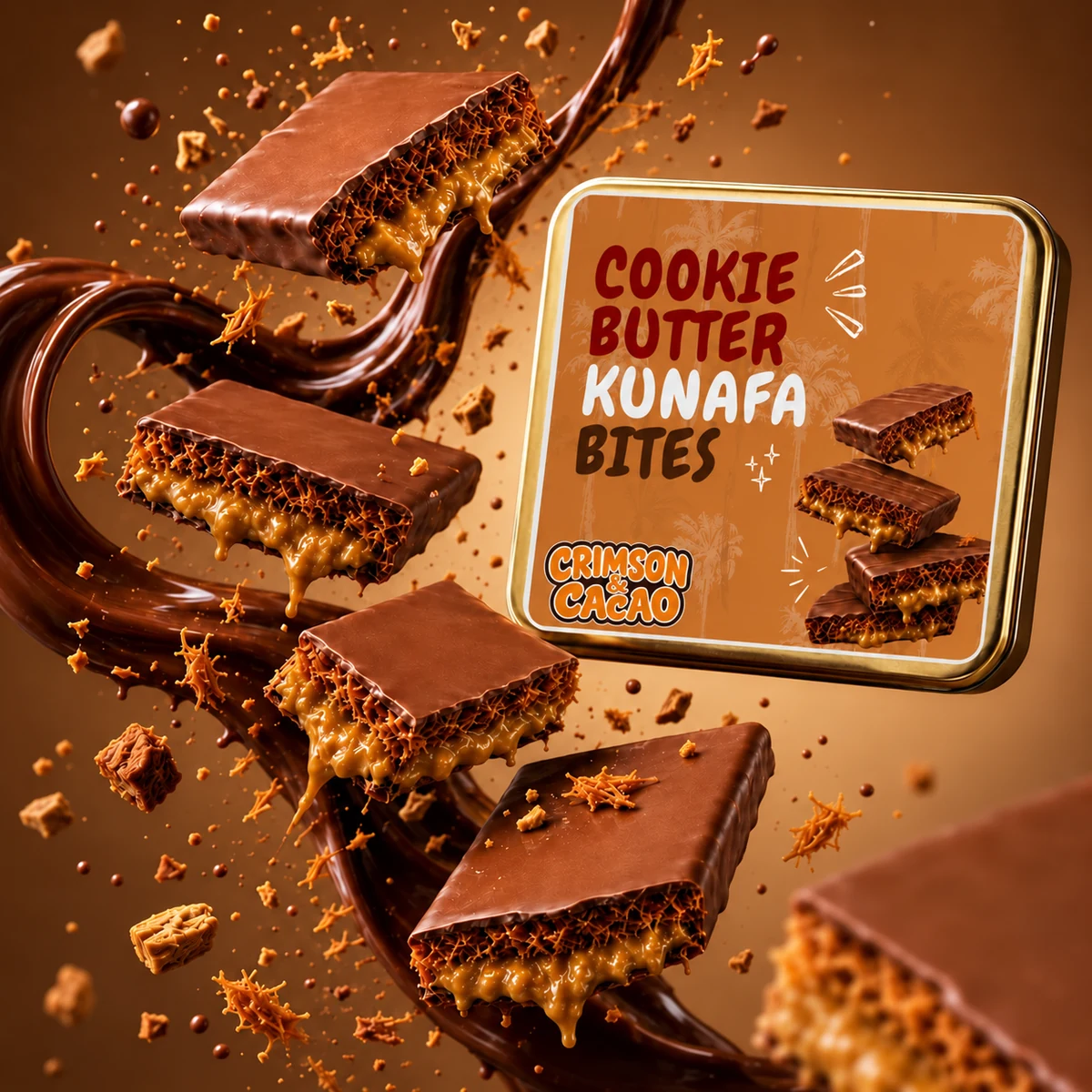 Dubai Cookie Butter Kunafa Bites(Belgian Couverture)