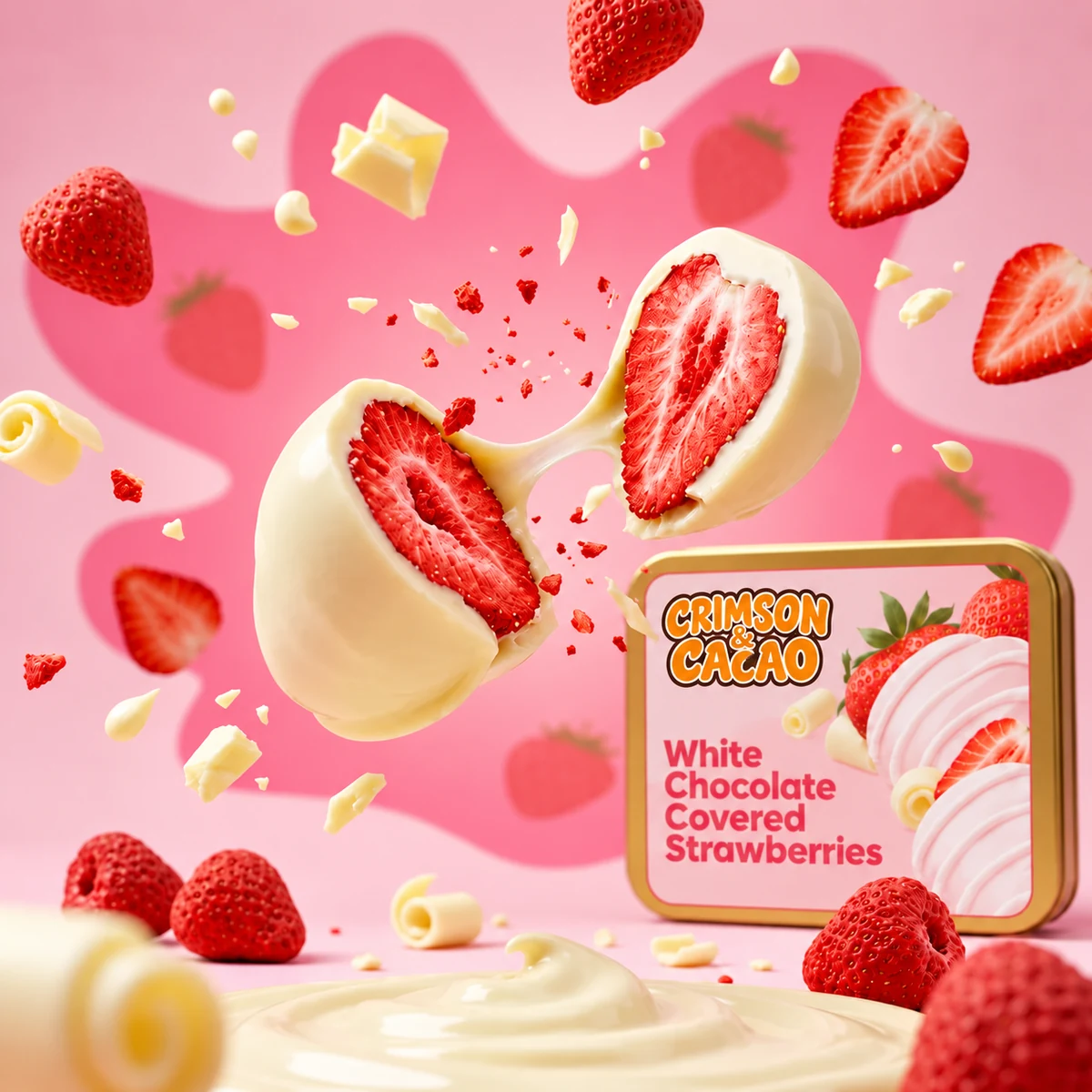 Freeze-Dried Strawberries Dipped in Belgian White Chocolate
